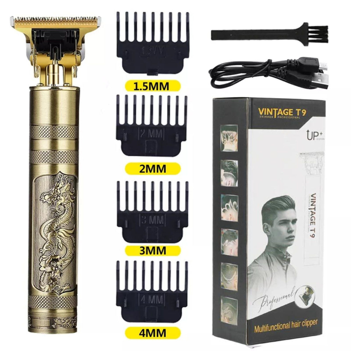 VINTAGE T9 Dragon Style Metal Rechargeable Electric Hair Clipper